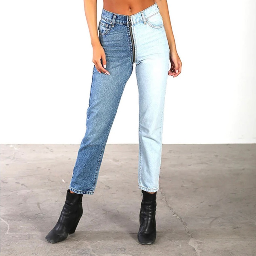 Dual toned cropped jeans